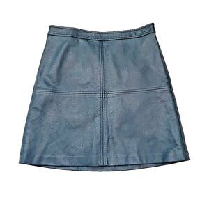 Women's Green Faux Leather Skirt Size 0 The Limited Side Zip Mini